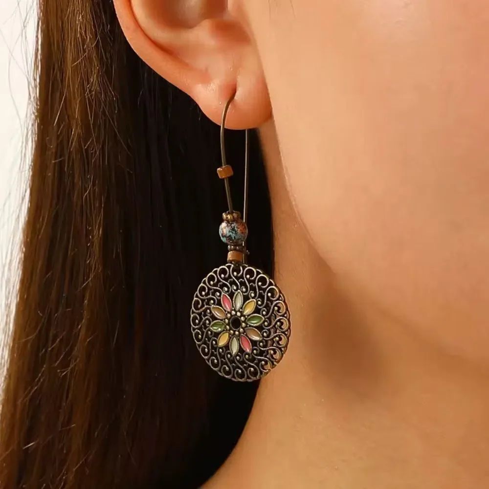 Flower hoop Earrings #2206